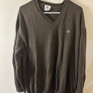 Lacoste Men's Dark Brown V-Neck Sweater